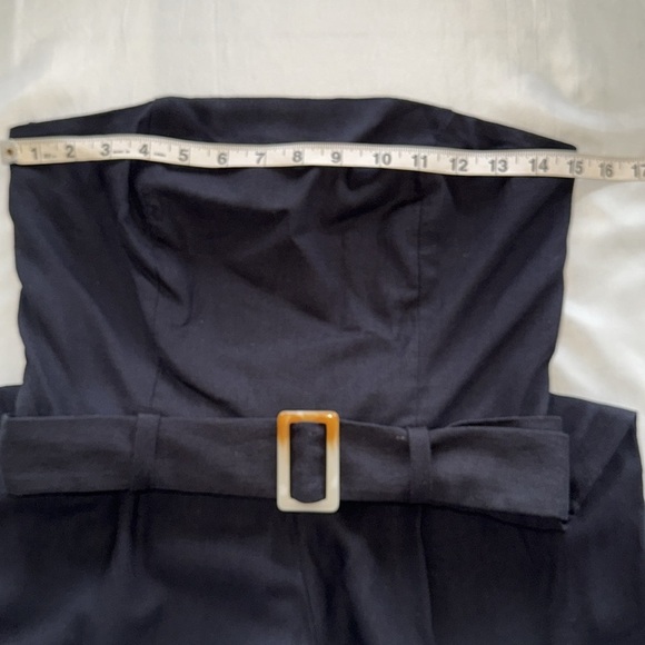 Monteau Black Strapless Jumpsuit Belted Linen Blend Wide-Leg Palazzo Style Sz M - Picture 9 of 13